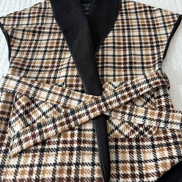 Rachel Roy biscotti and black plaid houndstooth belted wrap vest, S - Picture 6 of 9